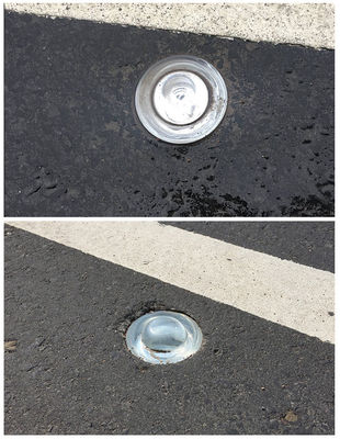 Glaswegstokjes met hoogreflecterende stoepruit Glas kattenogen Een winnende combinatie