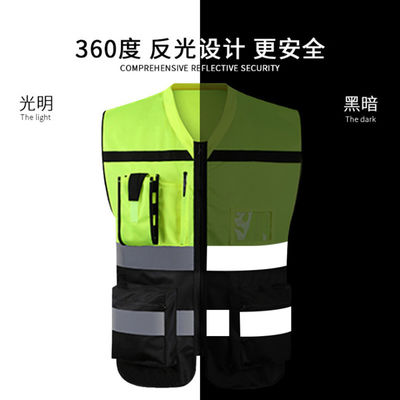 Gepersonaliseerd logo geaccepteerd Hoog zicht 100% polyester donkergroen reflecterend vest